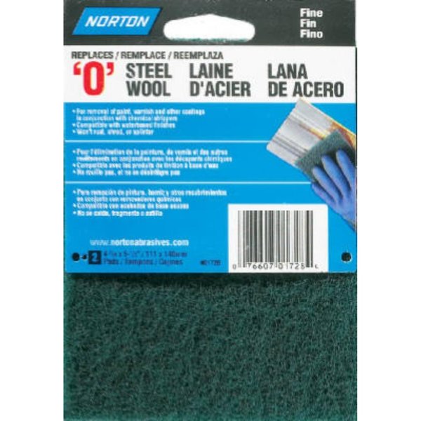Norton Co Pad Steel Wool Syn Green Fine 01728